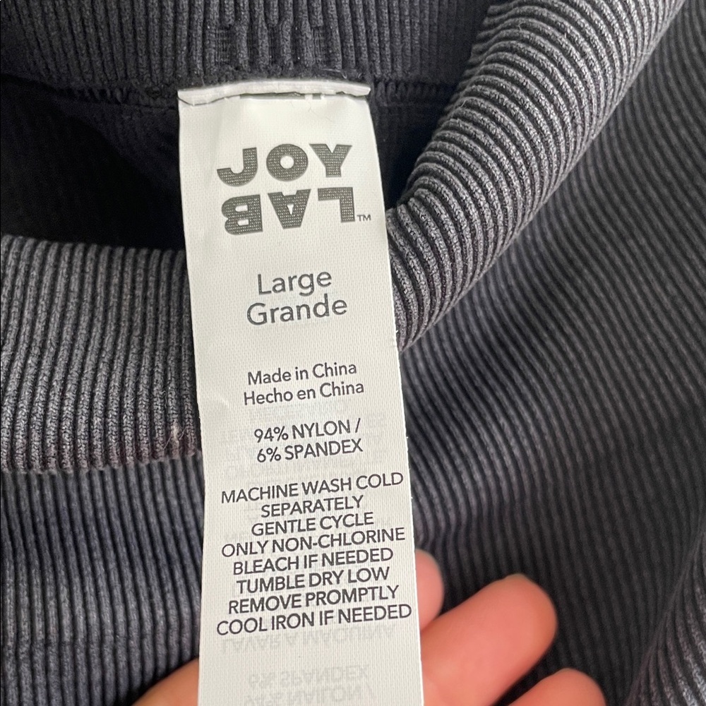 JoyLab Charcoal Ribbed Leggings Size Large - Picture 3 of 10